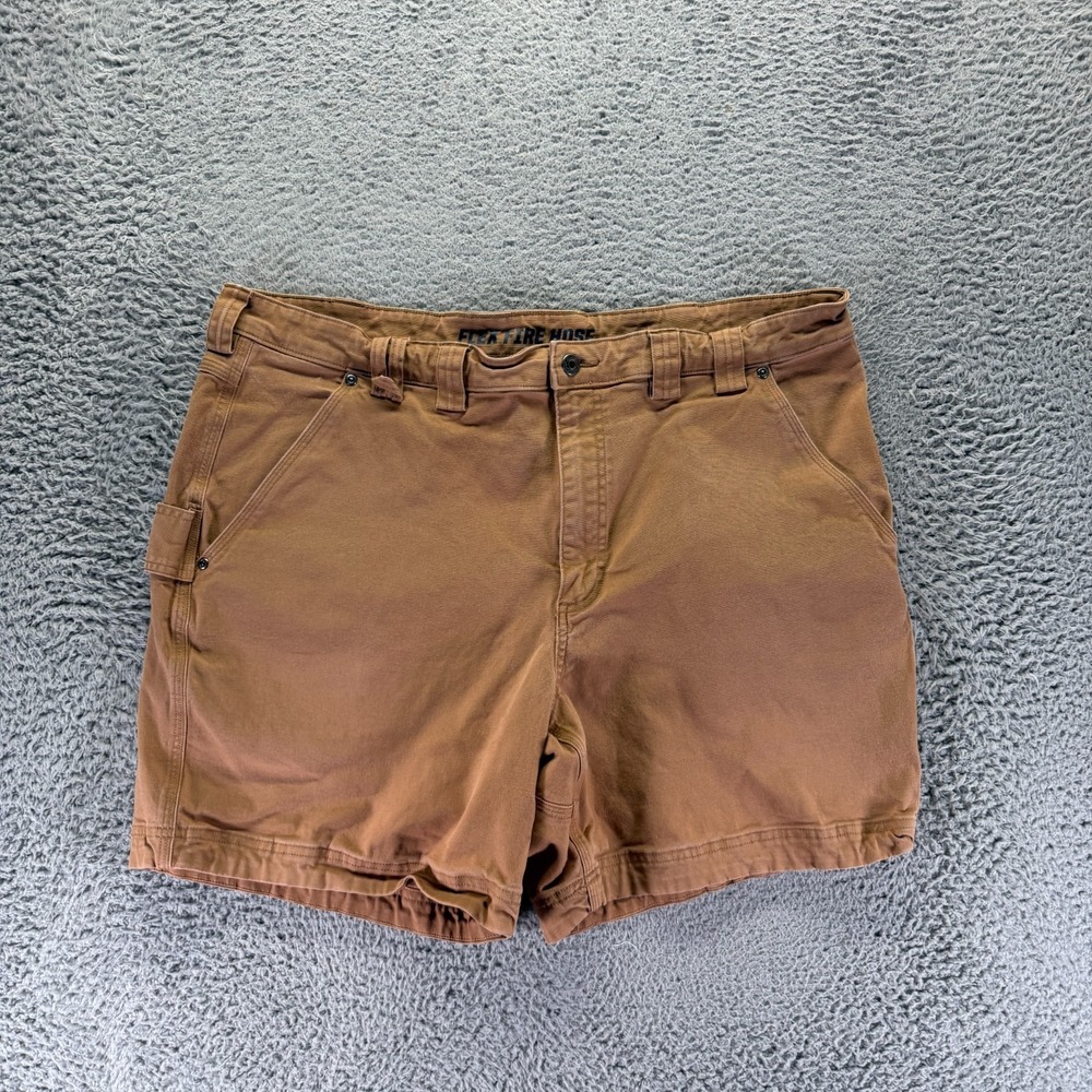 Duluth Flex Fire Hose Shorts Men's 42 Brown Cotton Carpenter Workwear Stretch